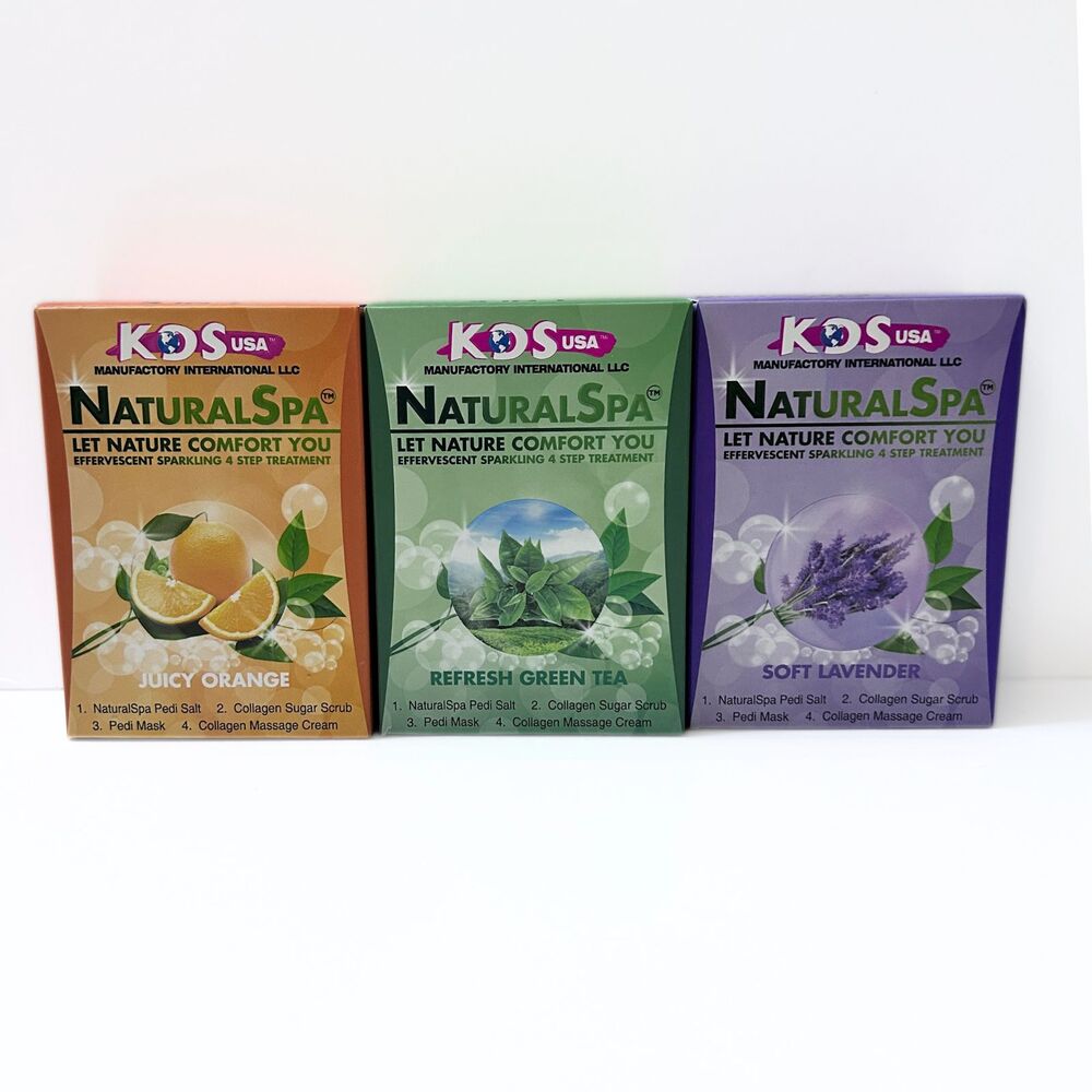 KDS NaturalSpa 6pk Deluxe Spa 4in1 Pedicure Treatment Orange, Mint, Lavender